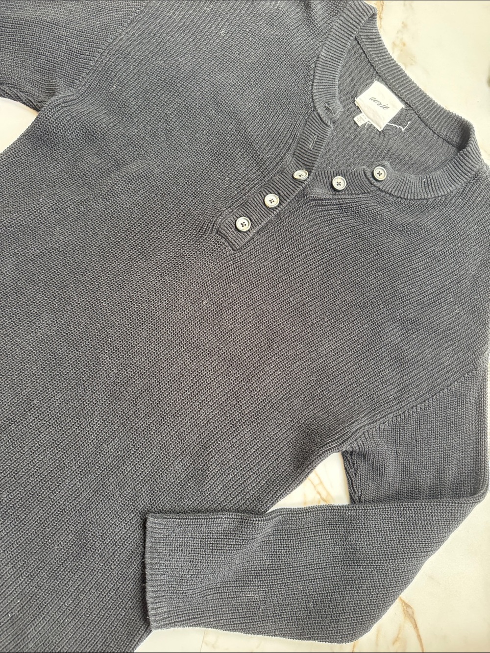 Aerie Black Chunky Knit Henley Sweater Sz M Trendy Fall Back to school